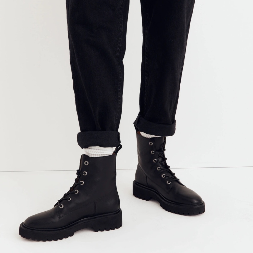 Madewell The Rayna Lace-Up Boot in Leather